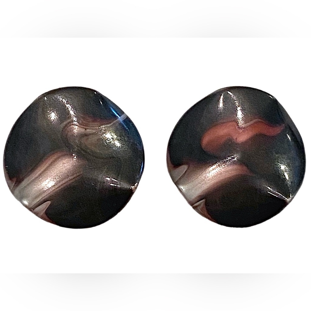 Abstract Vintage Swirly Black Red earrings
